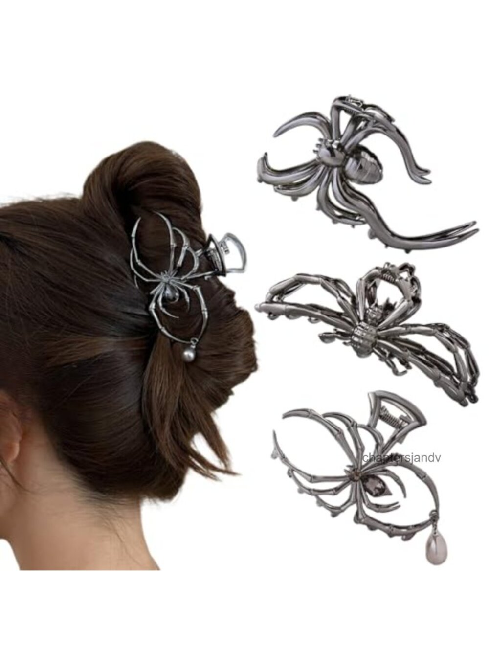 Spider Hair Claw Clips Alloy 3-Piece Set for Thick Thin Hair Halloween Styling